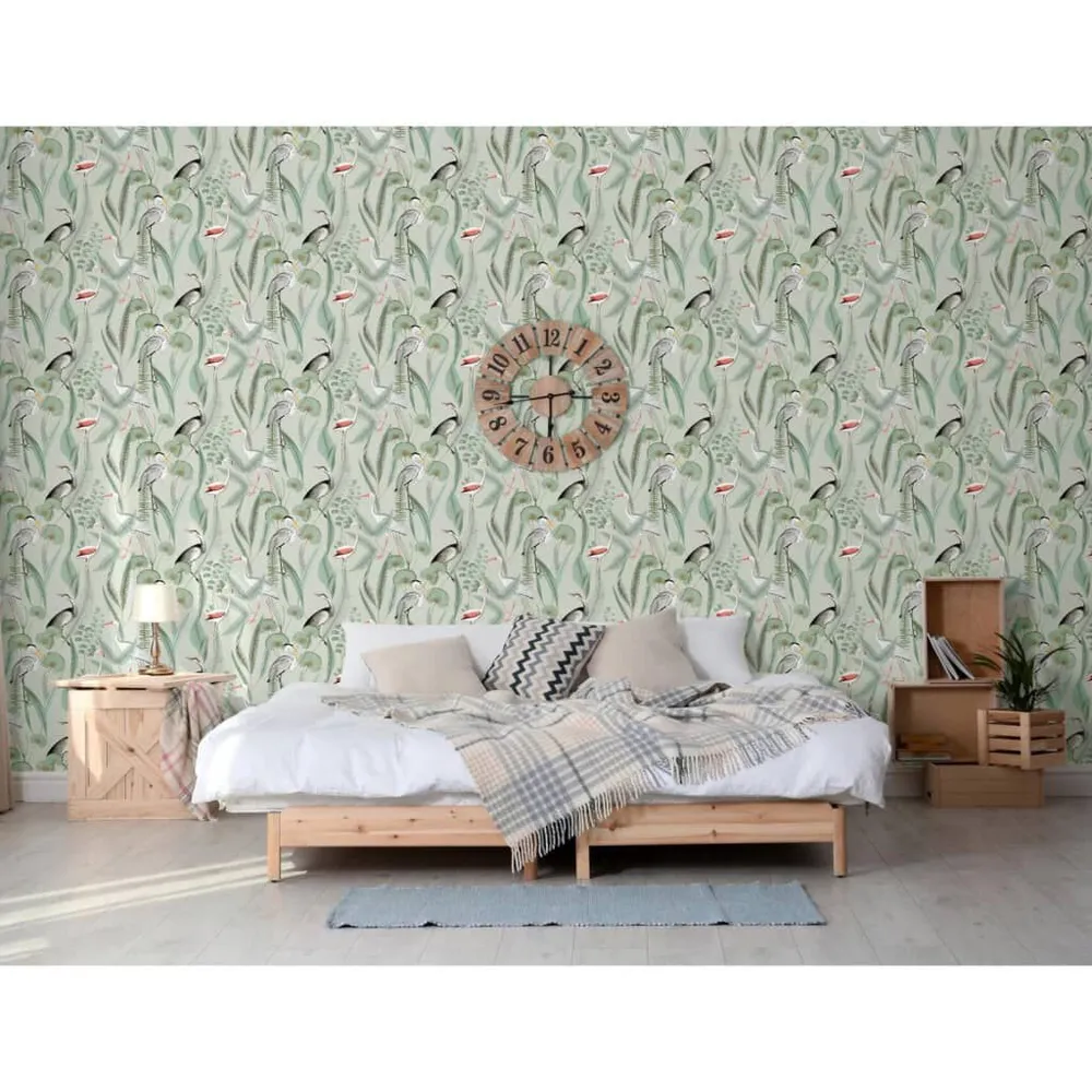 Professionnel Haute Adhérence DUTCH WALLCOVERINGS Papier peint Flamingo Menthe