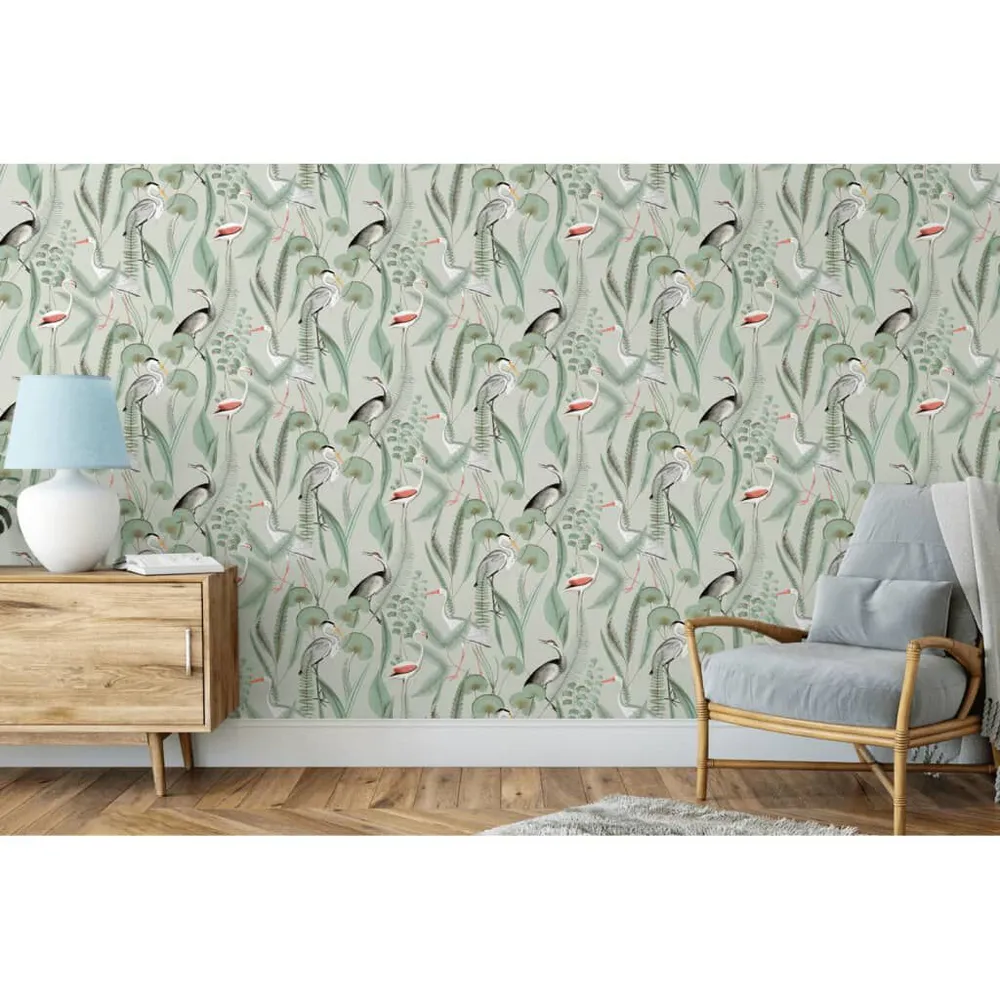 Professionnel Haute Adhérence DUTCH WALLCOVERINGS Papier peint Flamingo Menthe