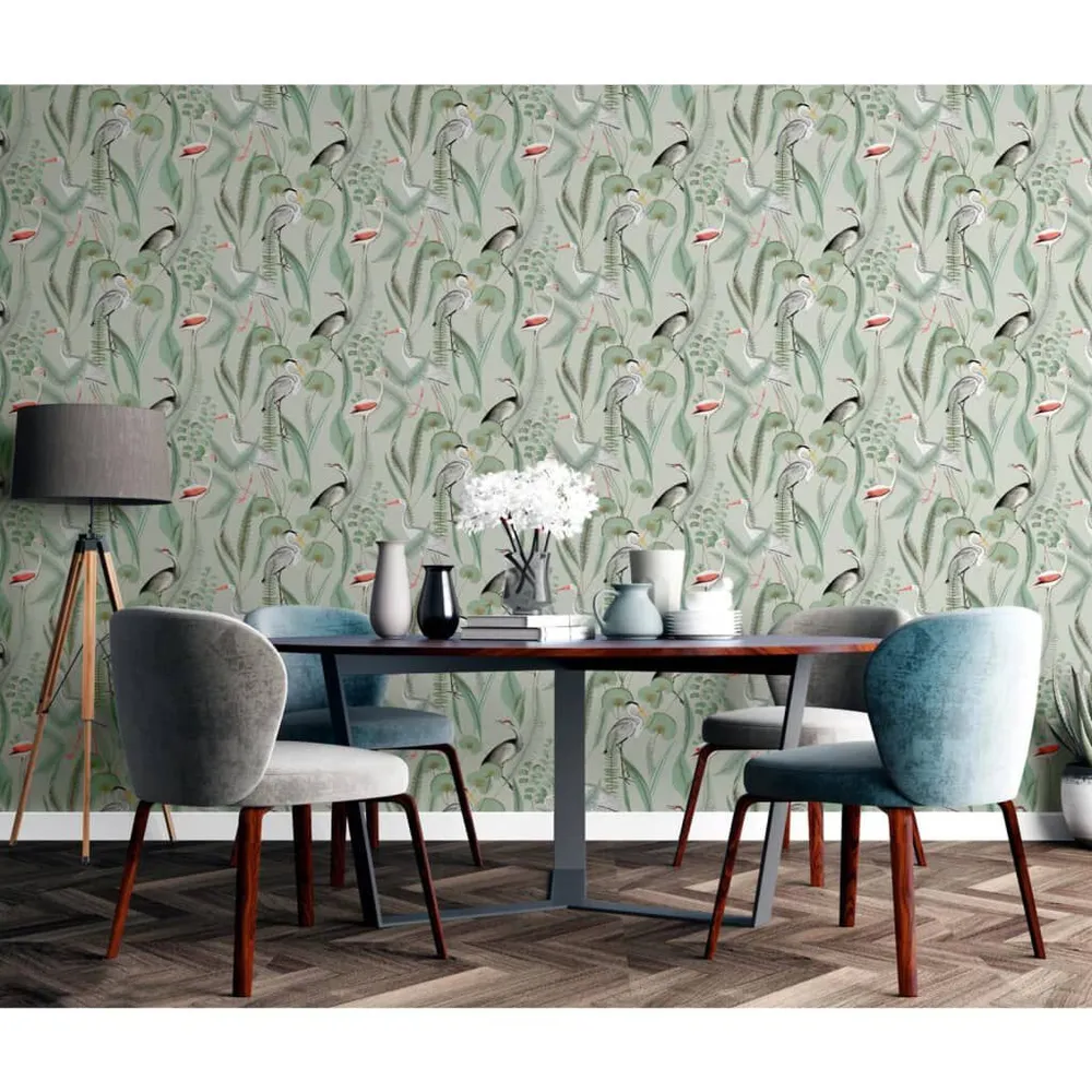 Professionnel Haute Adhérence DUTCH WALLCOVERINGS Papier peint Flamingo Menthe