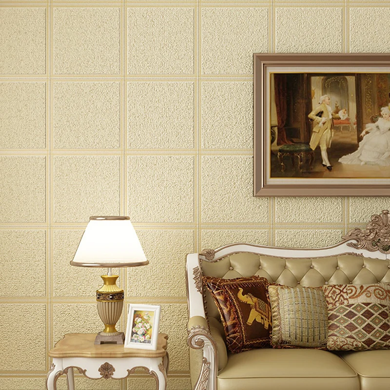 Professionnel Haute Adhérence Revêtement mural moderniste résistant à l'humidité de papier peint de grille de couleur foncée