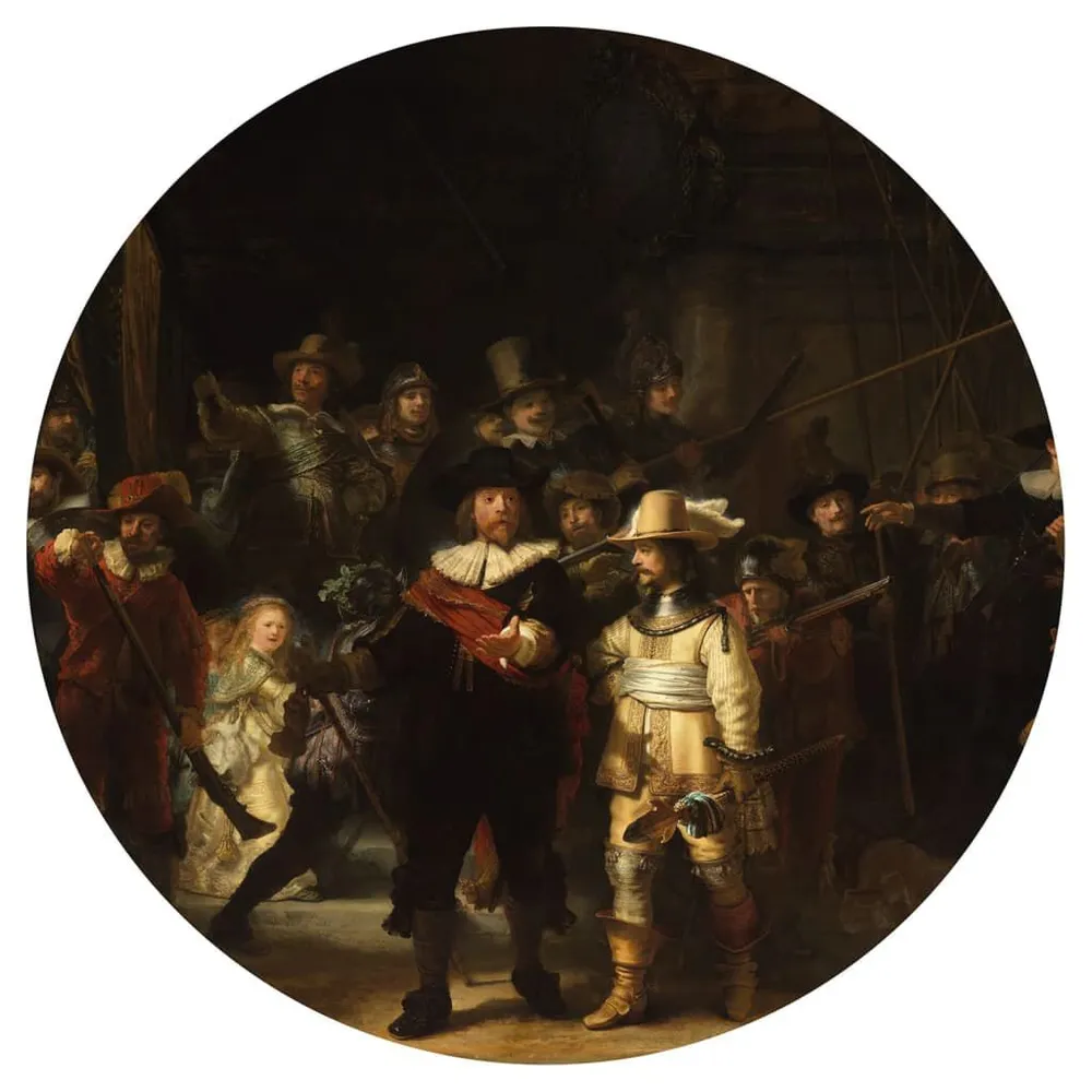 WallArt Papier peint cercle Night Watch 142,5 cm pour pose facile