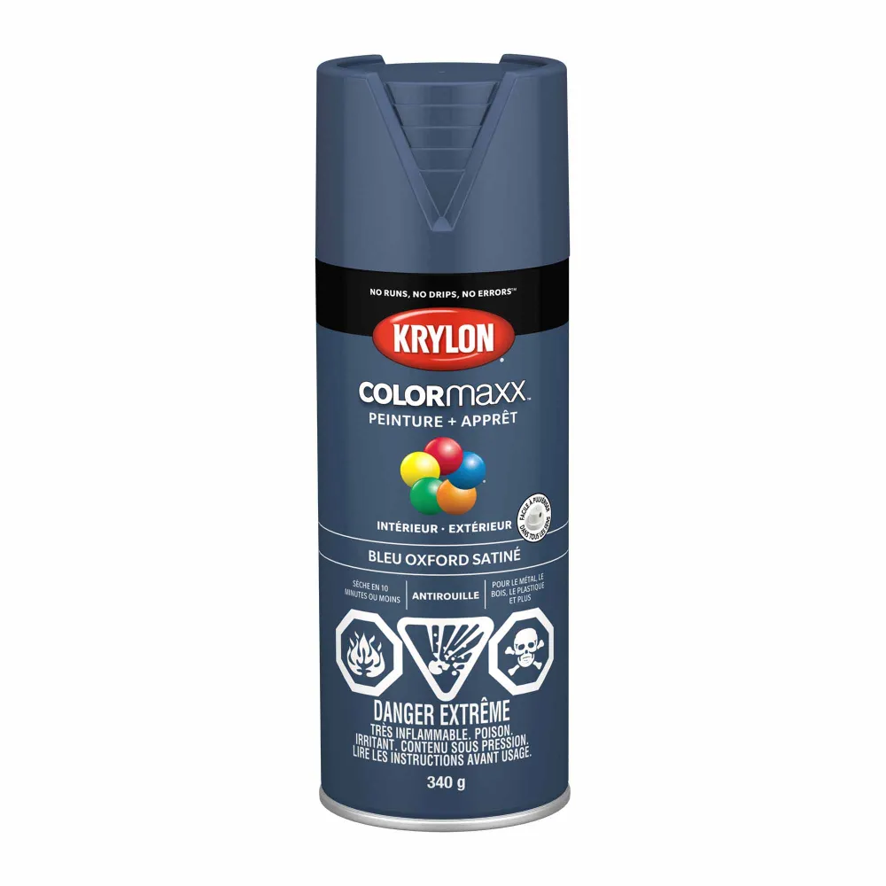 Écologique à Faible COV Krylon érosol COLORMAXX peinture + apprêt bleu Oxford satiné, 340 g