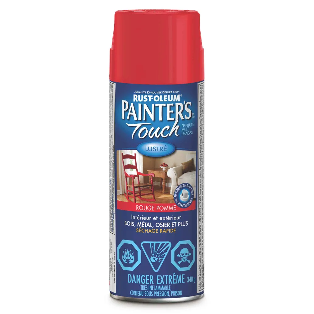 Peinture érosol Painters Touch rouge pomme lustré, 340 g Couleur Blanc Cassé