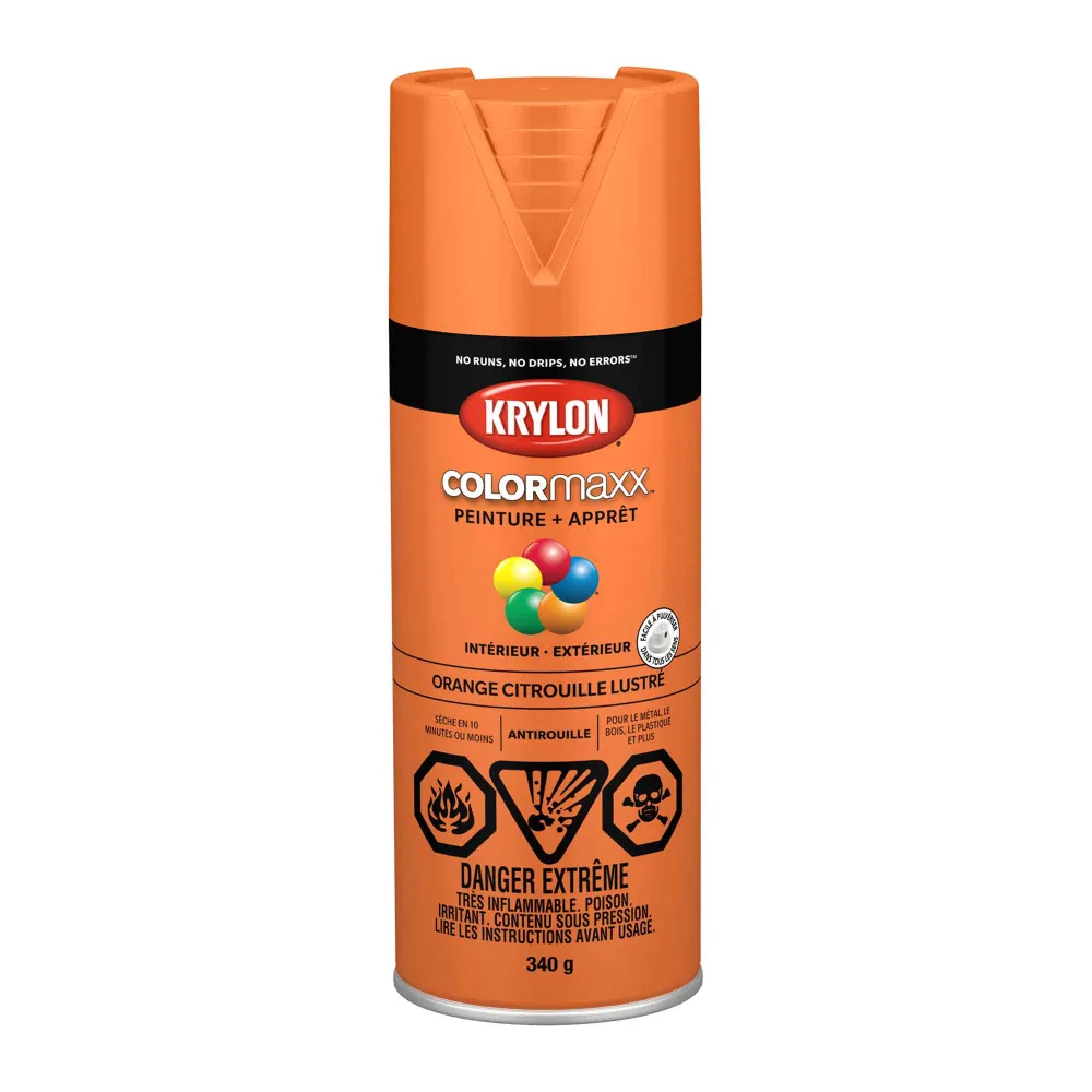 Peinture pour salle de bain Krylon érosol COLORMAXX peinture + apprêt orange citrouille lustré, 340 g