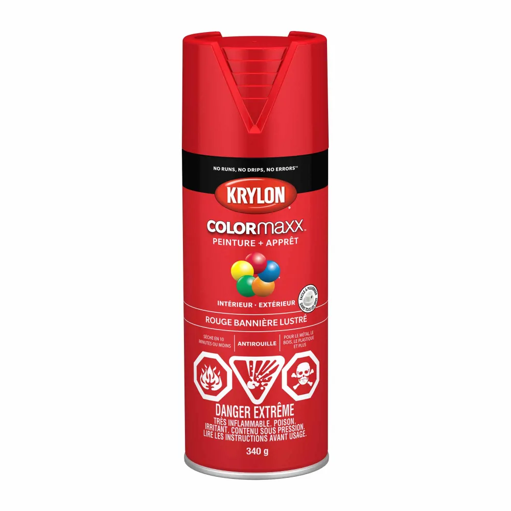 Peinture satinée lavable Krylon érosol COLORMAXX peinture + apprêt rouge bannière lustré, 340 g