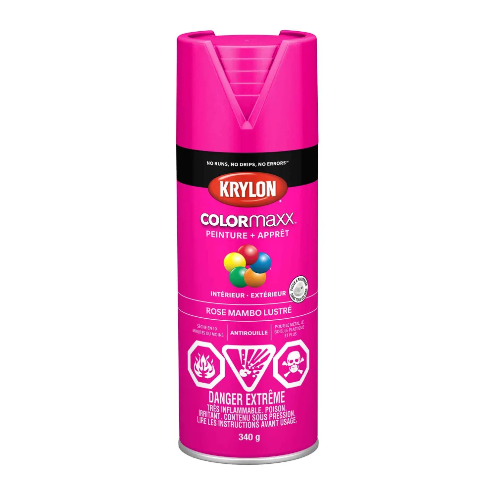 Professionnel Haute Couvrance Krylon érosol COLORMAXX peinture + apprêt rose mambo lustré, 340 g