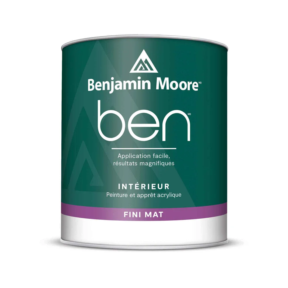Écologique à Faible COV Peinture et apprêt d’intérieur Ben mat blanc, 946 ml