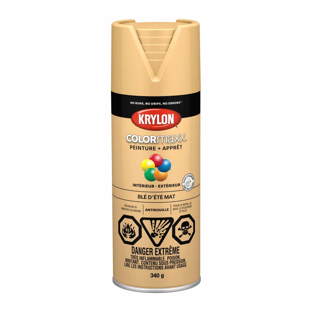 Krylon érosol COLORMAXX peinture + apprêt blé d'été mat, 340 g en pot de 10 litres
