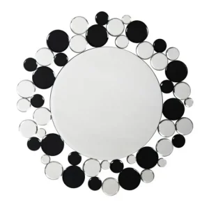 Miroir Mural Design "Bubble" 80cm Argent & Noir à base d'eau | Sans odeur