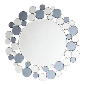 Miroir Mural Design "Bubble" 80cm Gris & Argent Couleur Gris Perle