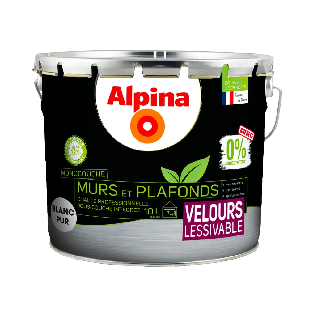 MURS ET PLAFONDS ALPINA 0% CONSERVATEURS en finition velours