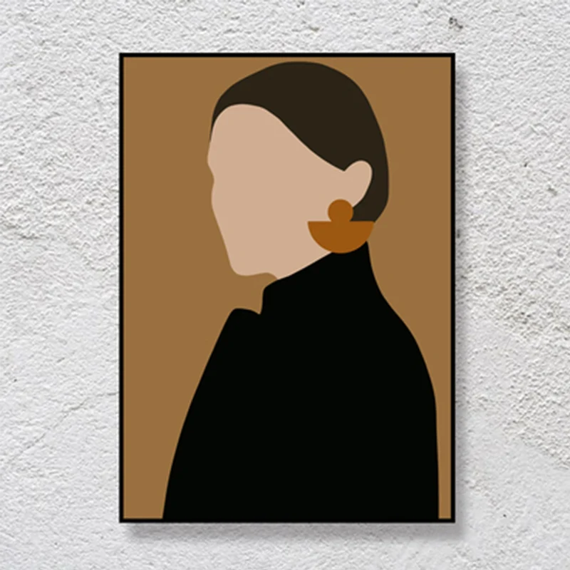 Peinture de mode contemporain du milieu du siècle, toile texturée noire, Art mural pour salon