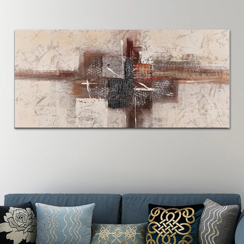 Peinture sur toile contemporaine d'art mural abstrait à Surface texturée pour l'intérieur de la maison à base d'eau | Sans...