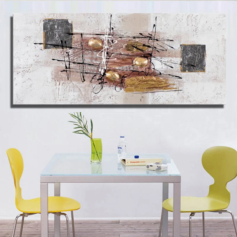 Peinture sur toile contemporaine d'art mural abstrait à Surface texturée pour l'intérieur de la maison à base d'eau | Sans...