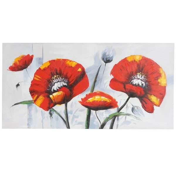 Mendler peinture à l'huile coquelicot rouge peinture murale 100% peinte à la main XL 140x70cm 44762 commander à b...