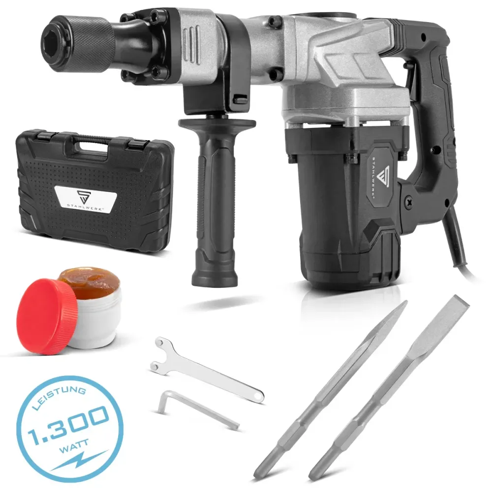 Hammer de démolition en acier AH-1300 ST avec 1 300 W de puissance, 4 000 traits par minute et 20 J Clipper STEMMhammer |...