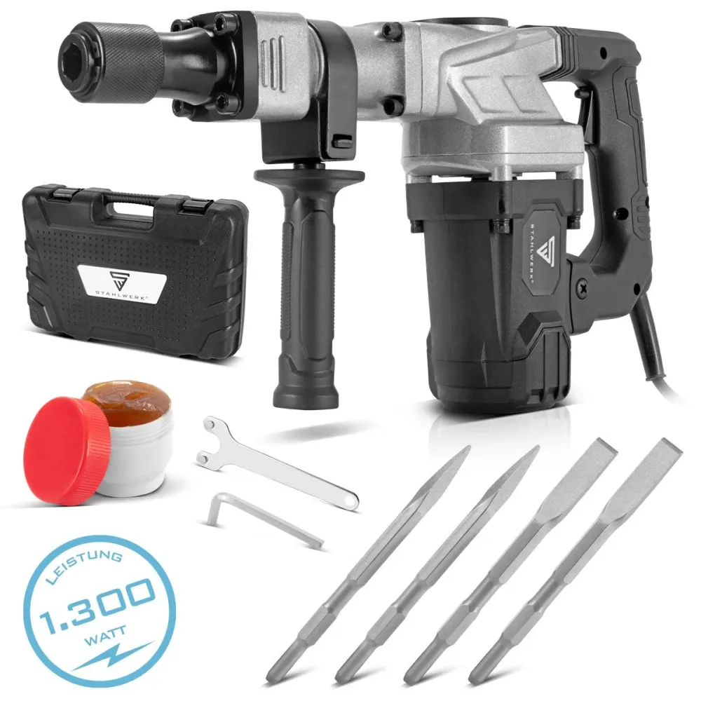 Hammer de démolition en acier AH-1300 ST avec 1 300 W de puissance, 4 000 traits par minute et 20 J Clipper STEMMhammer |...