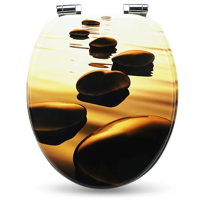 Kit de fixation WC Sitz aus Holz mit Absenkautomatik "Sand Stone"