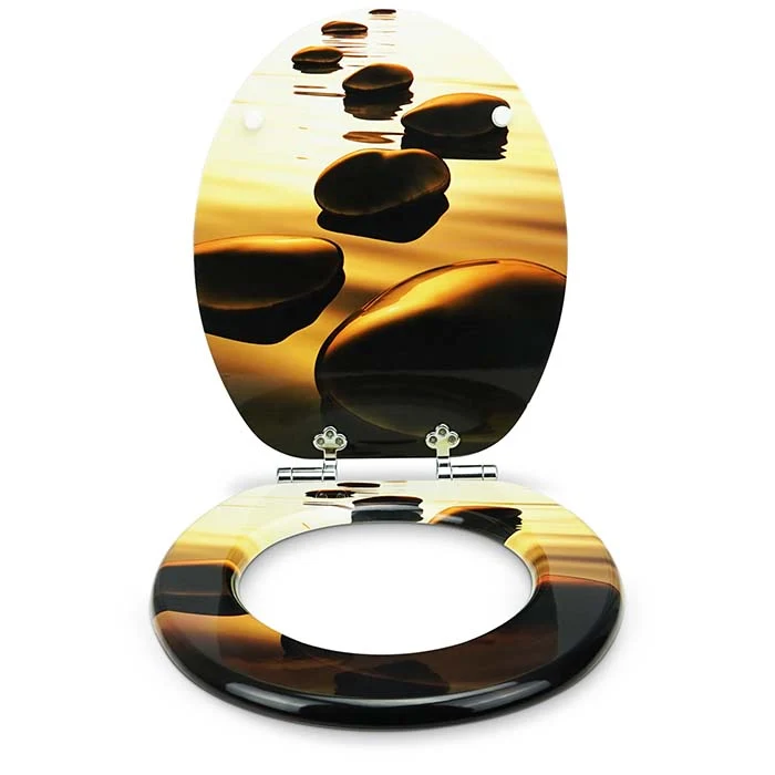 Kit de fixation WC Sitz aus Holz mit Absenkautomatik "Sand Stone"