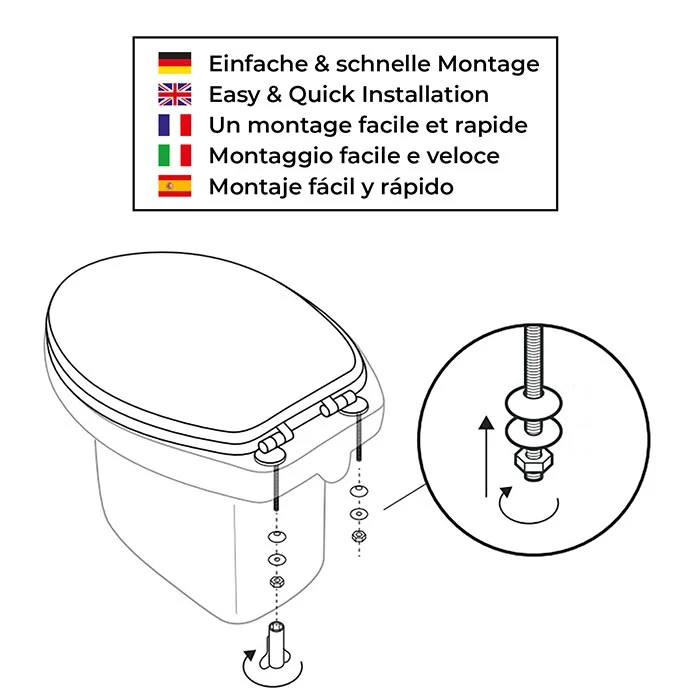 Kit de fixation WC Sitz aus Holz mit Absenkautomatik "Sand Stone"