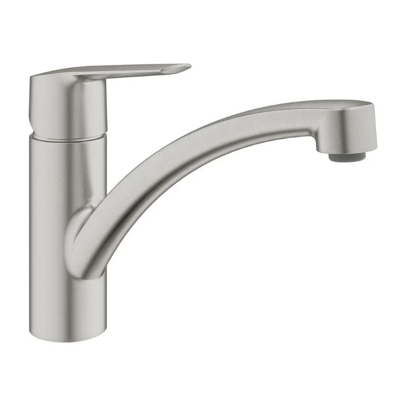 Certifié NSF Mitigeur évier START GROHE 32441DC2 QuickFix Plus - bec bas- rotation 140° - inox brossé