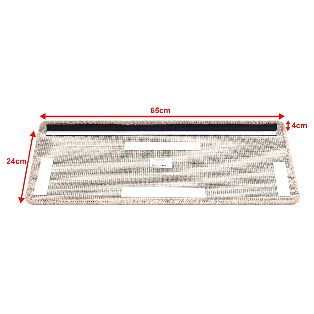 Lot de 15 marchettes d'escalier rectangulaires antidérpantes 65 x 24 cm avec bord chamois 03_0007607