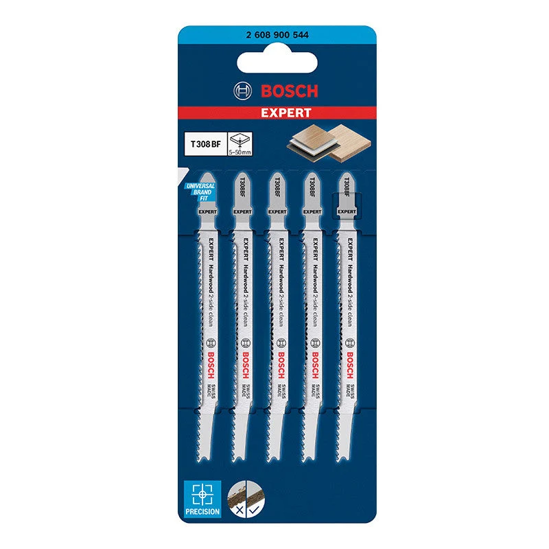 5 Lames scie sauteuse BOSCH 2608900544 EXPERT BIM Sans éclat Bois ferme 117mm T308BF