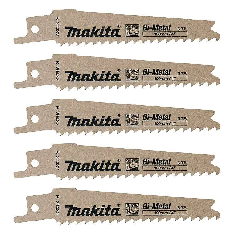 Lot de 5 Lames Bi-Métal MAKITA B-20432 pour bois avec clous (10 à 50 mm) avec Durée de Vie Prolongée