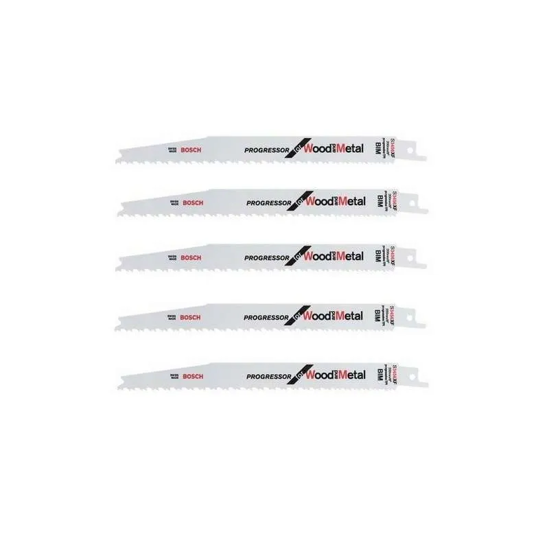 Lot de 5 lames de scie sabre S 3456 XF BOSCH 2608654406 pour bois et métal avec Connecteur Rapide