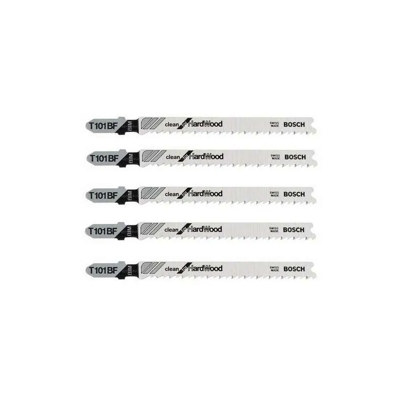 Lot de 5 lames de scie sauteuse T 101 BF BOSCH 2608634234 pour bois rigide