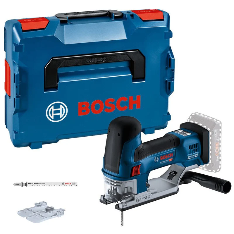Scie sauteuse sans-fil BOSCH 06015B0000 GST 18V-155 SC Professionnal dans L-boxx 136 avec lames (sans batteries, sans char...
