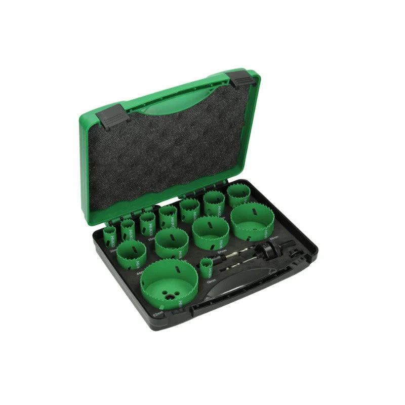 Coffret combi 13 scies cloche Ø19 à 82mm - Hikoki - 752177 - 2 arbres et adaptateurs