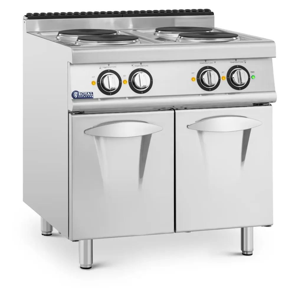 Cuisinière électrique professionnelle 10,4 kw 4 plaques armoire intégrée acier inoxydable 14_0008808