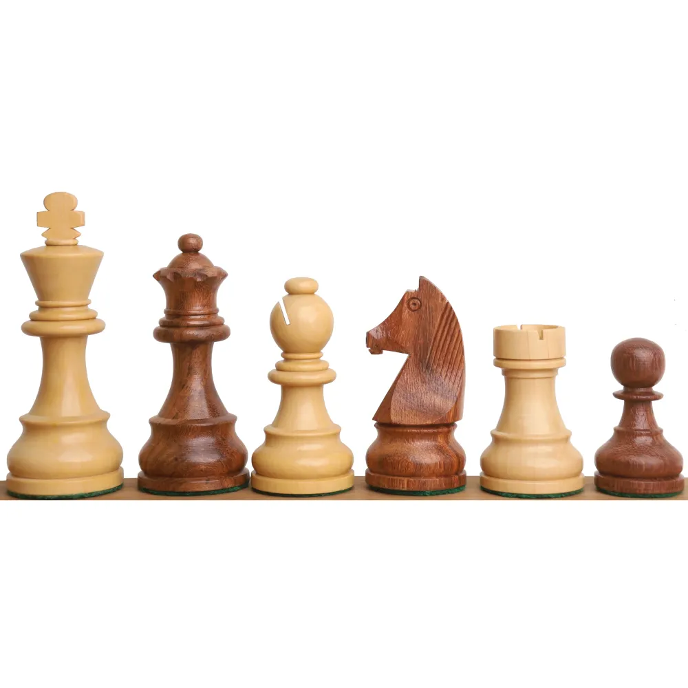 Jeu d'échecs de tournoi 3.9" - Pièces d'échecs uniquement - Bois de rose doré avec reines supplémentaires