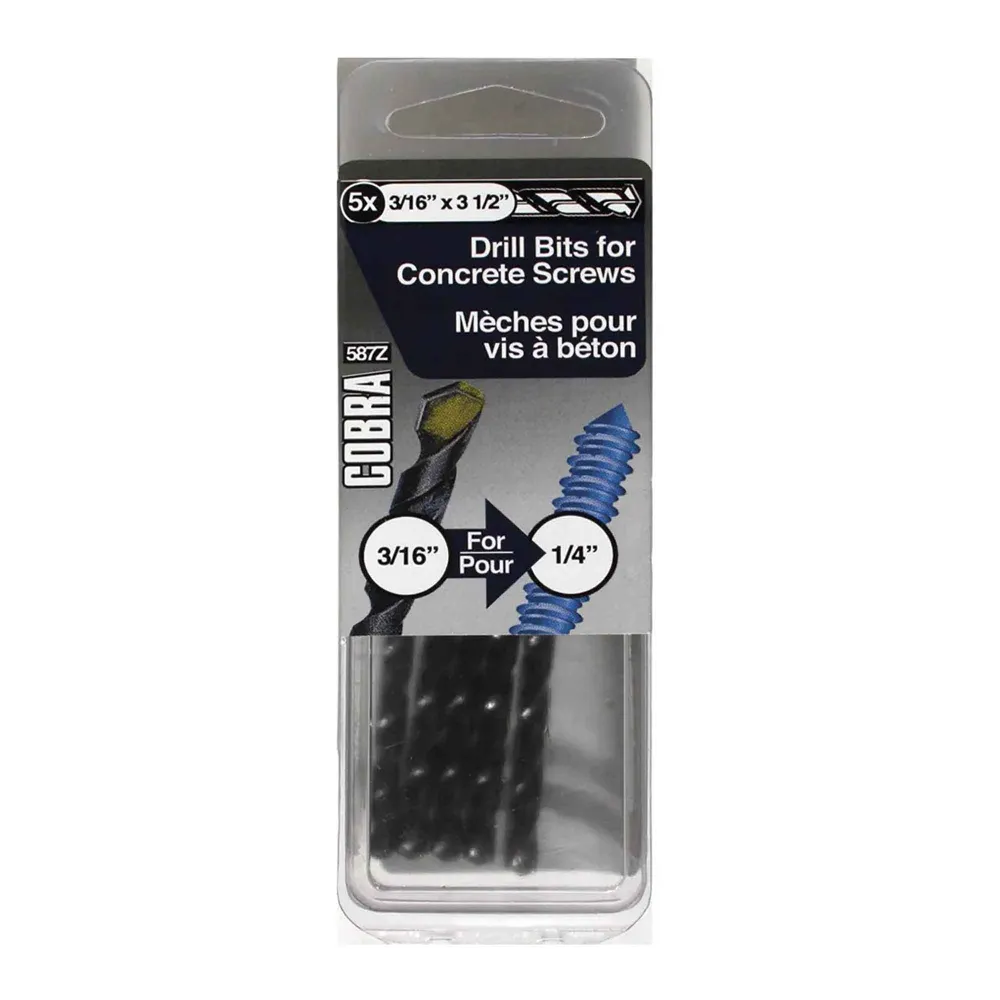 Mèche pour vis à béton, 3/16'' x 3-1/2'' (5 unités)