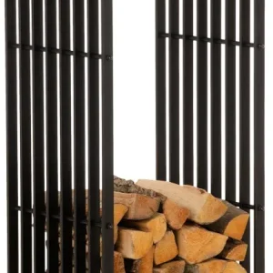 Range-bûches étagère support bois de cheminée 150x50 cm en métal noir-mat 10_0003537