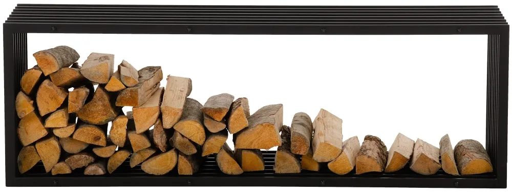 Range-bûches étagère support bois de cheminée 150x50 cm en métal noir-mat 10_0003537