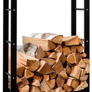 Range-bûches étagère support bois de cheminée 80x60x25 cm métal noir 10_0003557