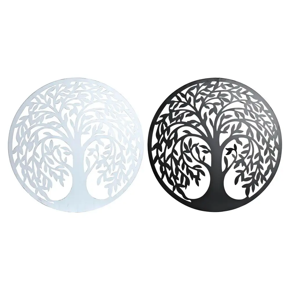Décoration murale DKD Home Decor Noir Arbre Métal Blanc Classique (