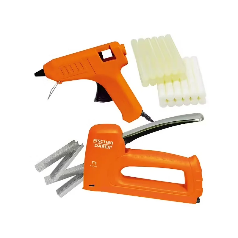 Kit agrafeuse et pistolet à colle + munitions FISCHER DAREX - 25050489 Compatible avec Système Power+