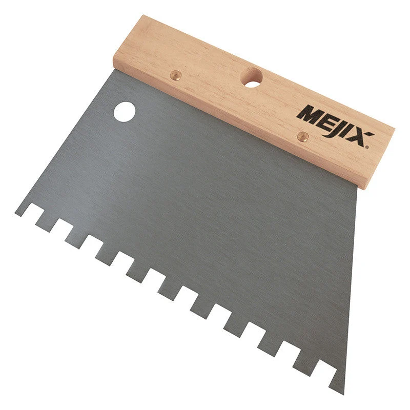 Peigne à colle manche bois MEJIX 180232 - 220 mm U 9x9 pour Bricoleurs Confirmés