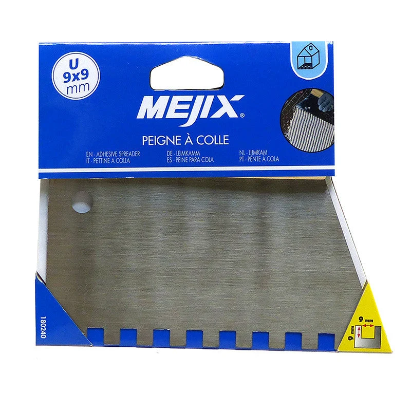 Peigne à colle manche bois MEJIX 180232 - 220 mm U 9x9 pour Bricoleurs Confirmés
