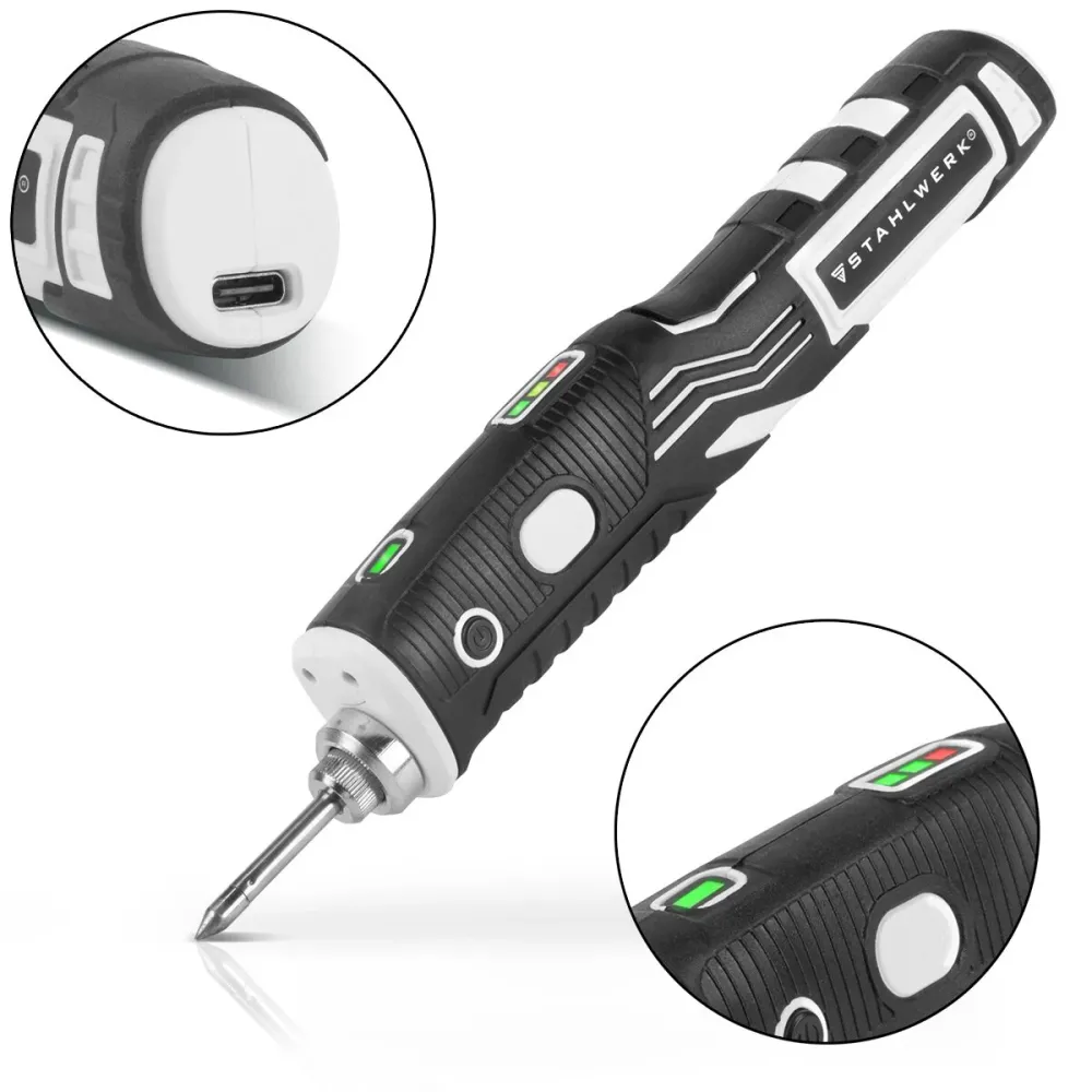 Piston de sondage sans fil Stahlwerk Piston BLK-8 ST USB Dispositif de soudage | Lötstation | Pistolet à ligne avec 8 watt...