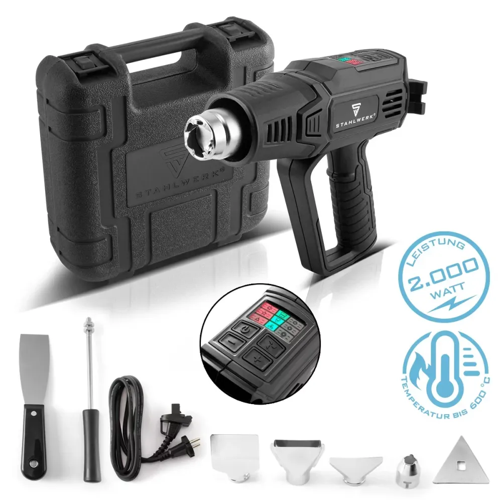 Stahlwerk HP-20000 par pistolet à air chaud de 2 000 watts et séchoir à air chaud jusqu'à 600 degrés avec affichage LED et...