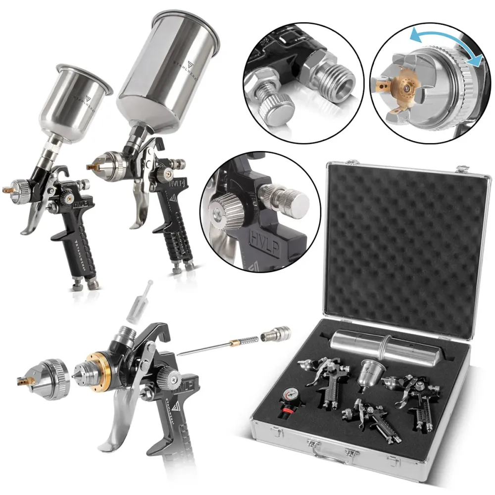 Compresseur portable Ensemble de pistolets de peinture HVLP en acier