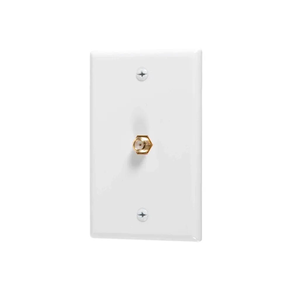 Boîtier d'encastrement Prise murale 75 OHMS avec plaque, blanche