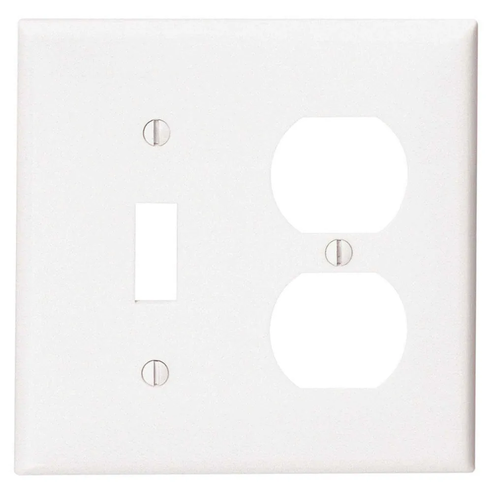 Certifié NF Plaque murale combinée pour 2 dispositifs avec 1-bascule et 1-double, blanc