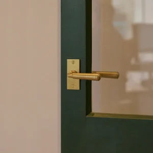 Digby Poignée de Porte à Ressort à Plaque Courte - Laiton Âgé
