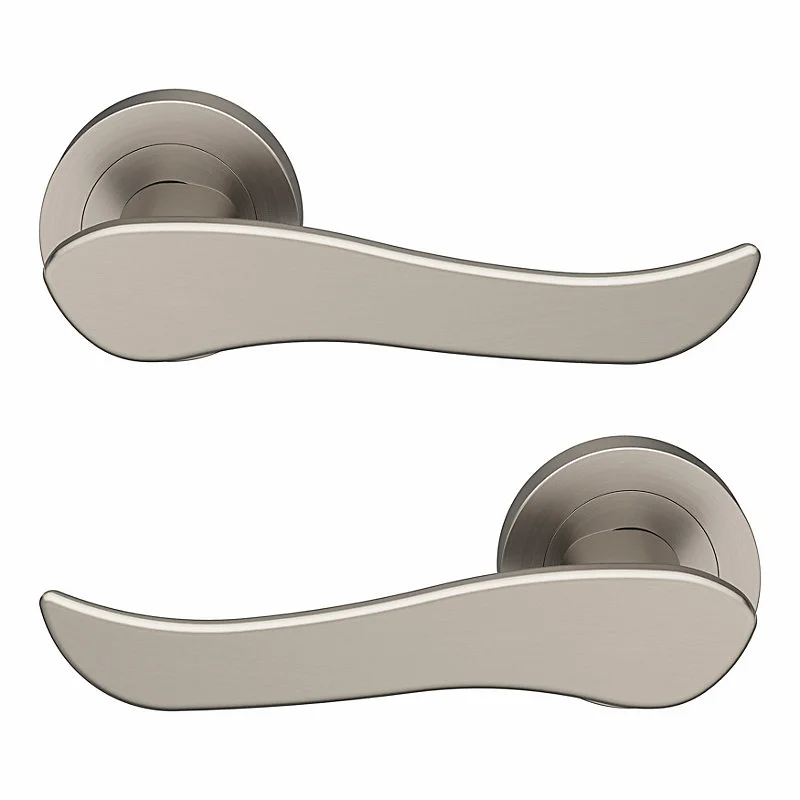 Ensemble poignée sur rosace rond à visser GoodHome Armel effet nickel satin gris Ø50mm avec Gâche Incluse