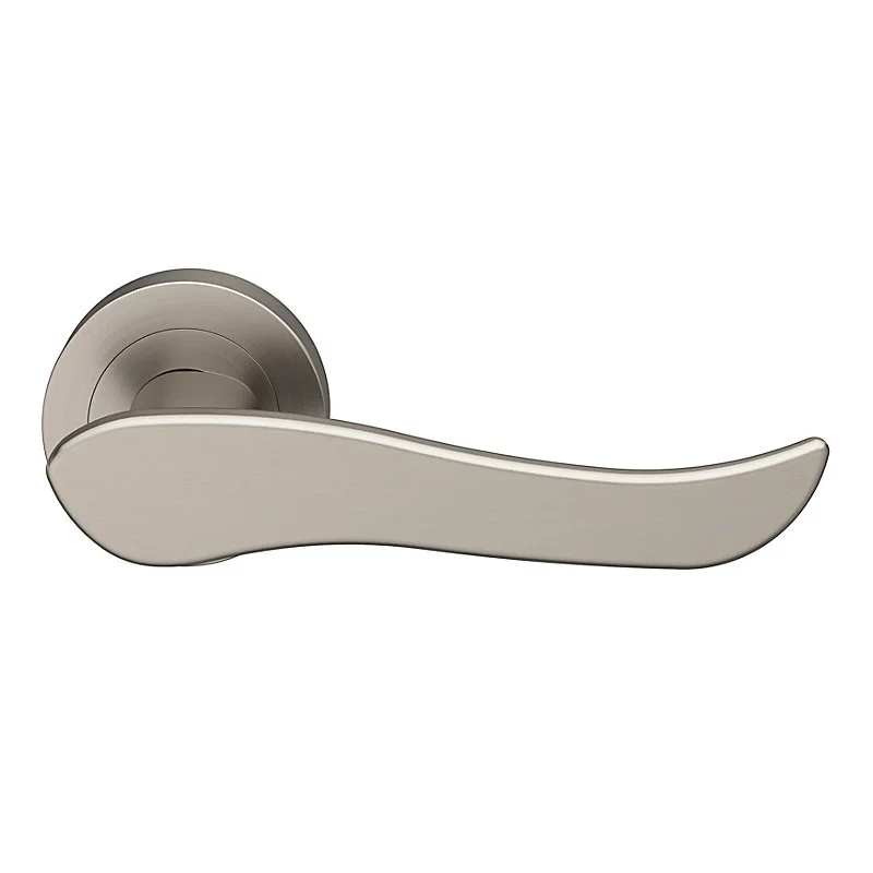 Ensemble poignée sur rosace rond à visser GoodHome Armel effet nickel satin gris Ø50mm avec Gâche Incluse